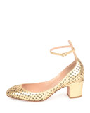 Tan-Go Strass Perforated Pump, Dark Gold/Black