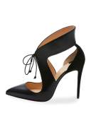 Ferme Rouge Self-Tie Red Sole Pump, Black 
