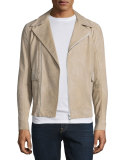 Distressed Nubuck Leather Jacket, Dark Sand