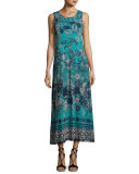 Reversible Button-Front Coverup Maxi Dress, Blue