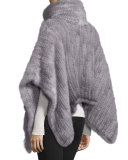 Knit Mink Fur Poncho, Gray