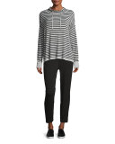 Lightweight Striped Funnel-Neck Top 