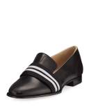 Amber Striped-Web Leather Loafer, Black