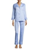 Leopard-Print Two-Piece Pajama Set, Blue
