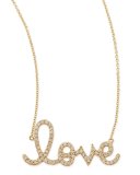 Large 14k Yellow Gold & Diamond Love Necklace