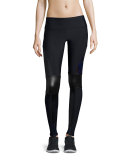 Paneled Moto Sport Leggings, Black Halo