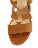 Tie Girl Bingo Suede Platform Sandal, Camel