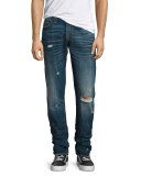 Geno Distressed Straight-Leg Jeans, Worn Mystic