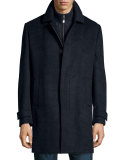 Check Wool Car Coat, Blue