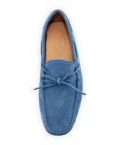 Gommini Suede Tie Driver, Light Blue