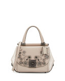 Drifter Floral Top-Handle Bag, Dark Gray Birch