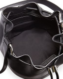 Alpha Leather Bucket Bag, Black