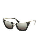 Squared Cut-Off Cat-Eye Sunglasses