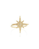 Medium 14K Yellow Gold Diamond Starburst Ring, size 6.5