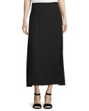 A-Line Crepe Midi Skirt, Black