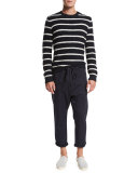 Drop-Rise Cropped Drawstring Pants, Navy