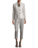 Embellished Jewel-Neck Shell, Taupe