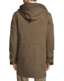 Oldham Hooded Parka Jacket, Russet Brown