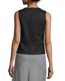 Check V-Neck Cropped Shell, Black/White