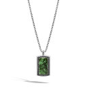 Men's Batu Green Jade Dog Tag Necklace with Black Sapphires