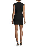 Susannah Sleeveless Full-Zip Bodycon Mini Dress, Black