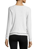 Billow Lace-Up Rib Top, Gray