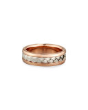 Gents Center Weave Wedding Band Ring in 18K Rose Gold & Platinum, Size 9.5