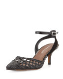 Fresia Woven Pointed-Toe Pump, Black