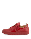 Men's Patent Leather Low-Top Sneaker, Red