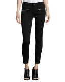 Ankle Skinny Jeans w/Zip Pockets, Black