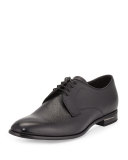 Saffiano Leather Lace-Up Oxford, Black