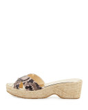 Panna Snake-Print Crisscross Slide Sandal, Tea Rose