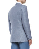 Micro Houndstooth Two-Button Jacket, Blue/Purple
