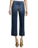 Roller Crop Undone Jean with Wide Hem, Dark Graffiti