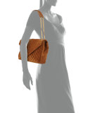 Monogram Large Tri-Quilt Suede Slouchy Chain-Strap Shoulder Bag, Dark Brown