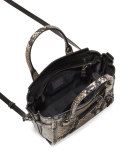 Swagger 21 Snake-Embossed Satchel Bag, Natural