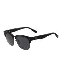 Logo Plaque Half-Rim Sunglasses
