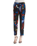 Mid-Rise Envers Printed Ankle Pants, Multi Colors
