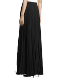 Wide-Leg Plisse Pants, Black