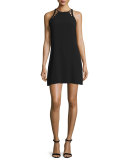 Linette Lace-Up Detail Sleeveless Shift Dress, Black