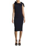 Sleeveless Tie-Neck Cocktail Dress, Navy