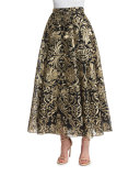 Embroidered Voluminous Midi Skirt 
