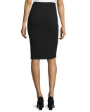 Ottoman-Stitch Slim Skirt, Black