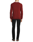 Cashmere Long-Sleeve V-Neck Sweater, Brick