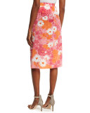 Daisy-Print Wrap Skirt, Pink/Multi