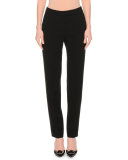 Slim-Leg Curved-Pocket Pants, Black