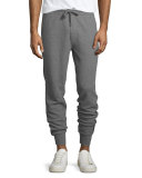 Brushed-Back Jogger Pants, Ash Melange