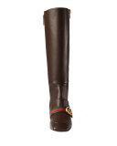 Peyton Leather Knee Boot, Brown