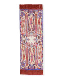 Dhely Paisley Silk Seersucker Fringe Scarf, Pink