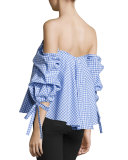Gabriella Off-The-Shoulder Gingham Bustier Top